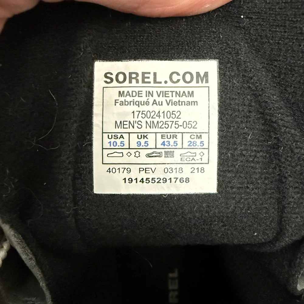 Sorel Cheyanne II Duck Boots Men 10.5 Gray Waterproof Leather Rubber NM2575-052